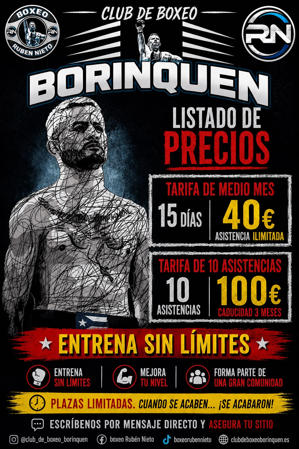 Precios semanales boxeo y kick boxing